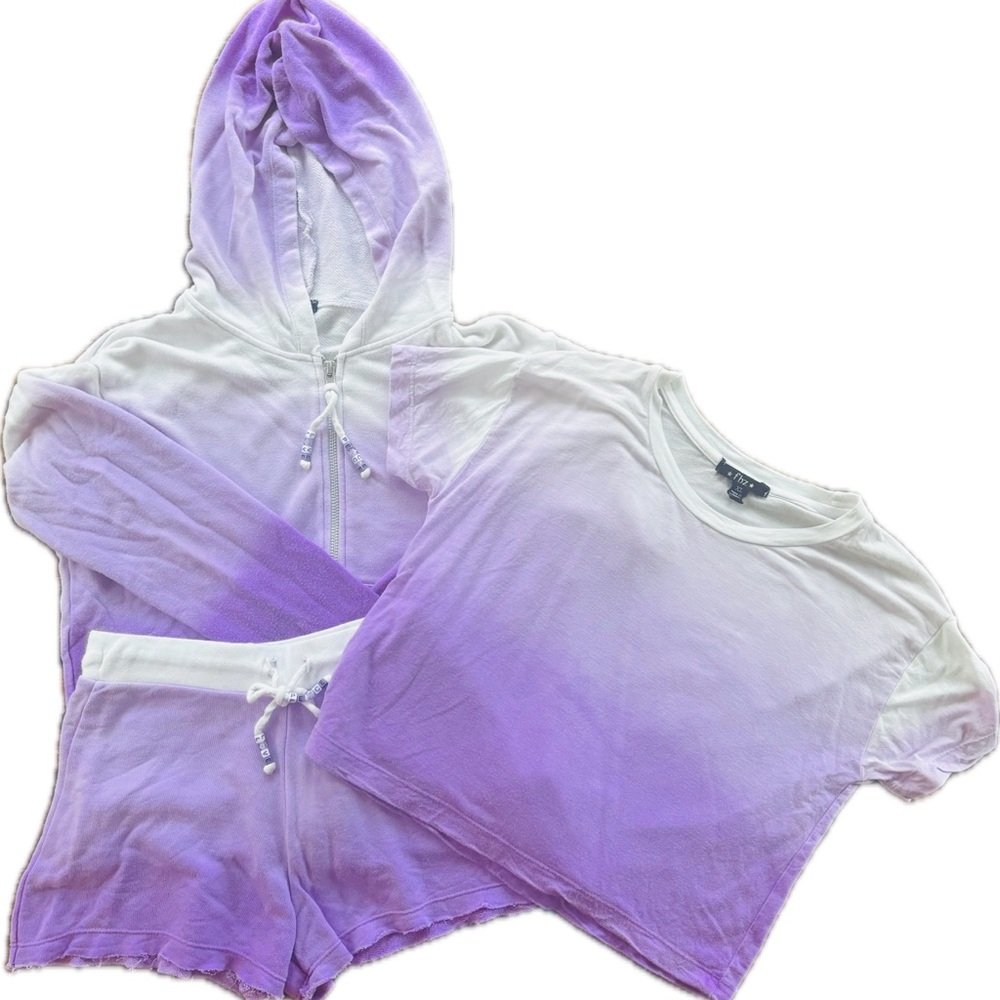 Flowers by Zoe 3-Piece Ombre’ Set - Hoodie, Crop Tee & Shorts (Size XL)